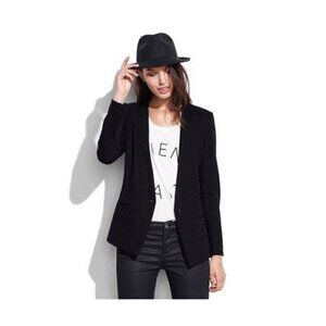 [MADEWELL] Modern Blazer in Classic Black Collarless Single Button Size 0